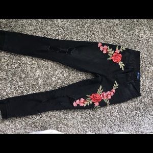 rose patch back skinny jeans